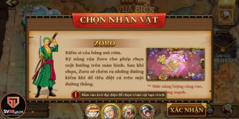 Chọn nhân vật với kỹ năng săn cá cực đỉnh