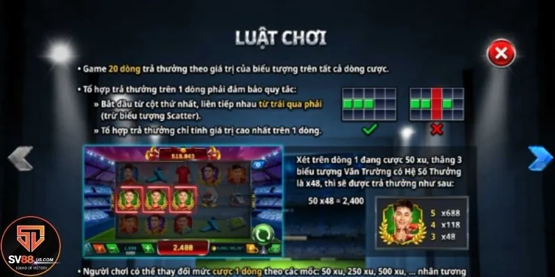 Lối chơi Vua sân cỏ SV88 rất đơn giản