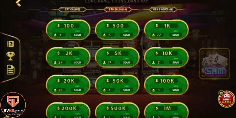 Lựa chọn phòng chơi Sâm lốc với mức cược hợp lý