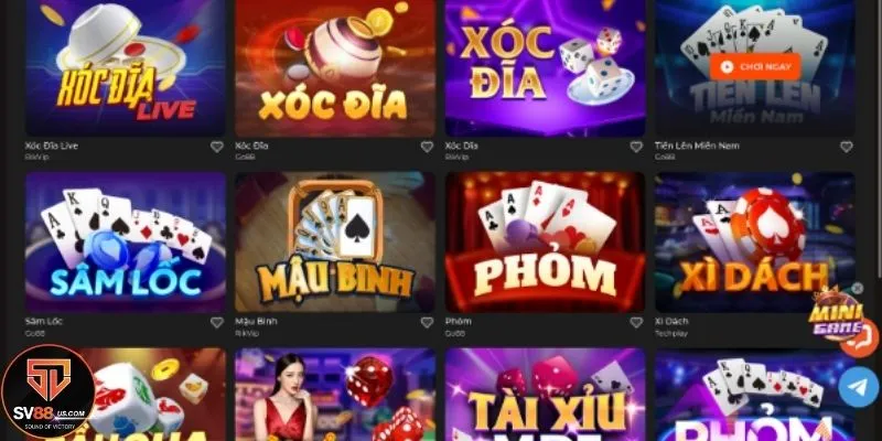 Sảnh chơi game bài giải trí rất đa dạng trò chơi đánh bài