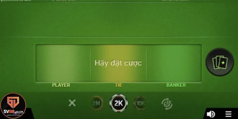 Thực hiện đặt cược chơi Baccarat đơn giản