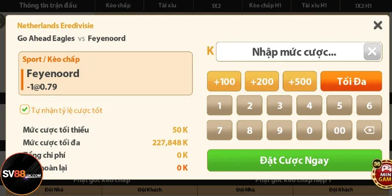 Kèo cược chấp SV88 hay chính là kèo châu Á